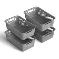 AUFBEWAHRUNGSKORB Anthrazit 25x16x8 cm - 4er Pack - Anthrazit, Kunststoff (16/8/25cm) - ProHome