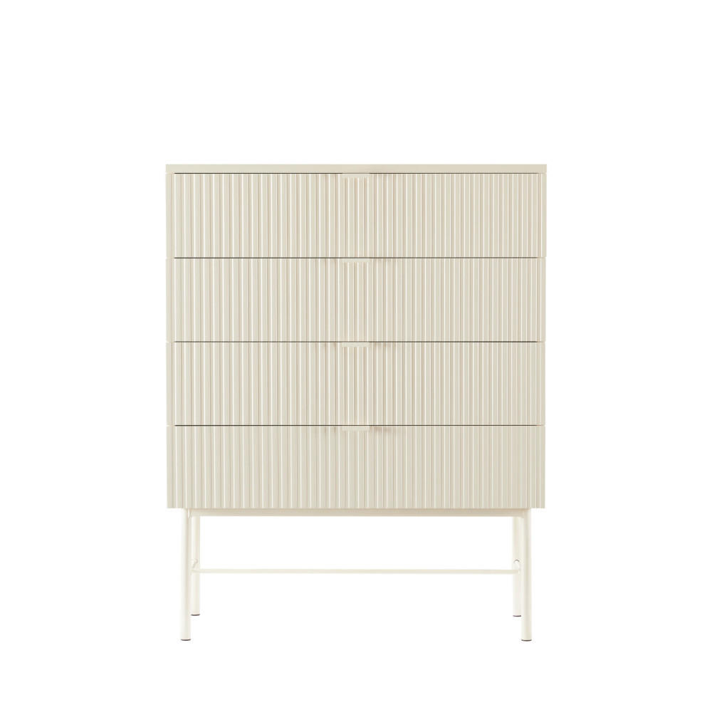 KOMMODE mit 4 Schubladen aus Holz und Metall, L79cm - MOLLY - Creme - Creme, Holz (79/100/40cm) - Drawer