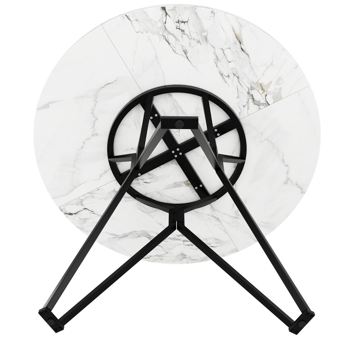 ESSTISCH rund, MDF mit Marmoroptik & Metallgestell, 100/100/76 cm, Schwarz - Schwarz, Holzwerkstoff (100/100/76cm) - Redom