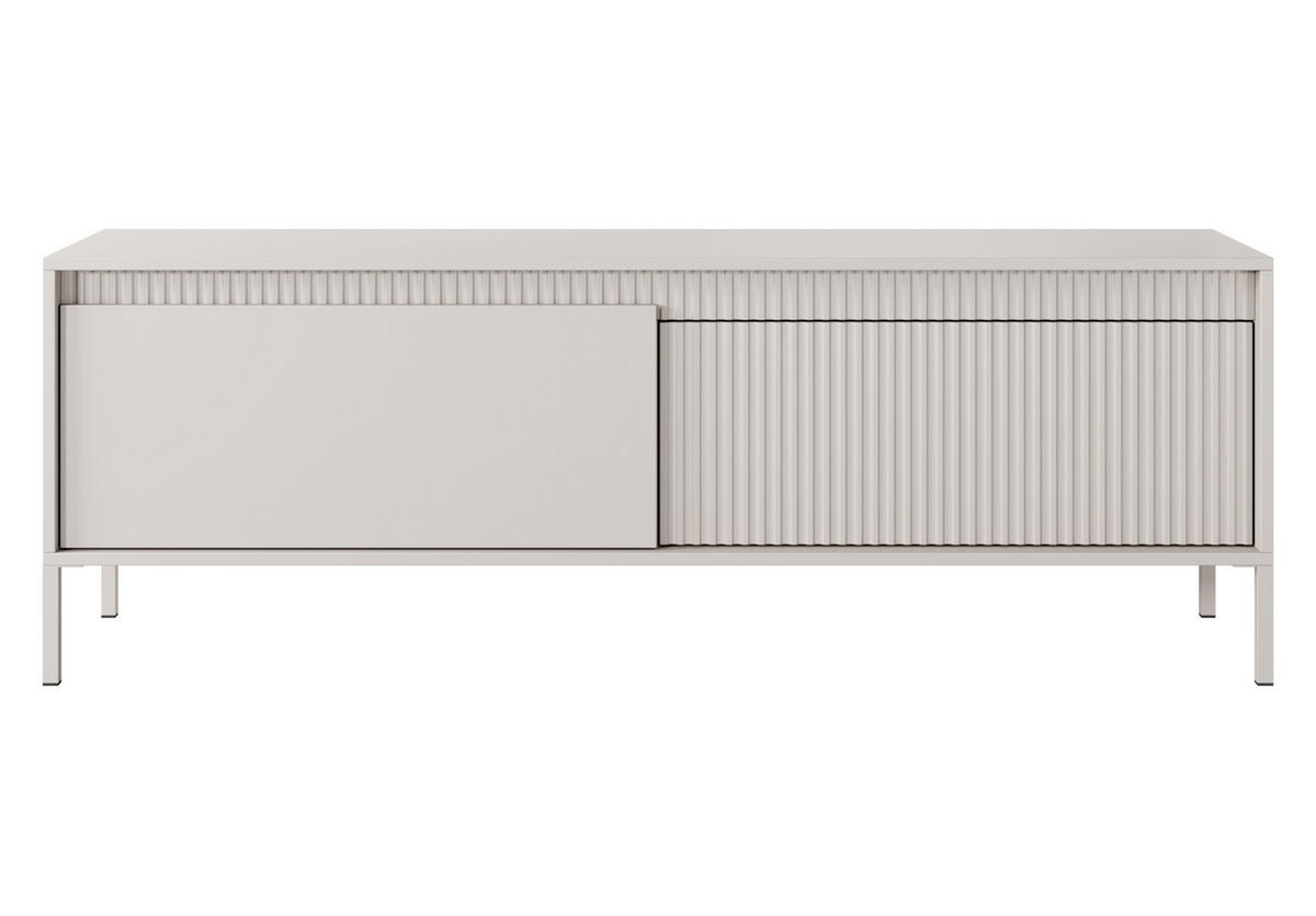 LOWBOARD Trentinis 2T Beige 153,5/53,4/39,5 cm – Geriffelten Fronten - Beige, Holzwerkstoff/Metall (153.5/53.4/39.5cm) - AX Living