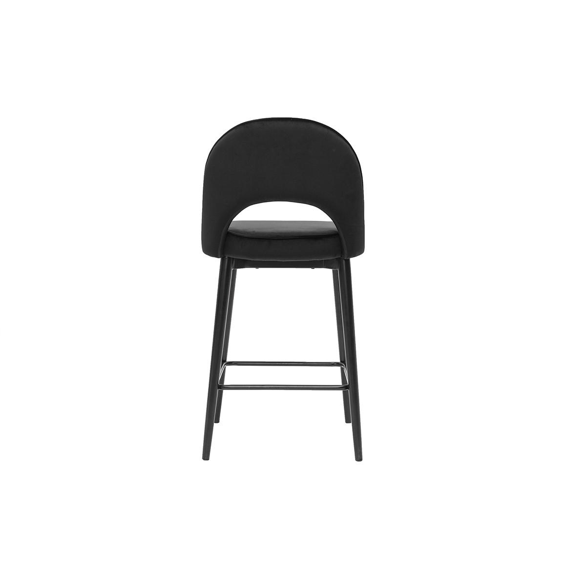 BARHOCKER Samt Schwarz Metall H69 cm BELLEROSE - Schwarz, Textil (47/97/48.5cm) - Miliboo
