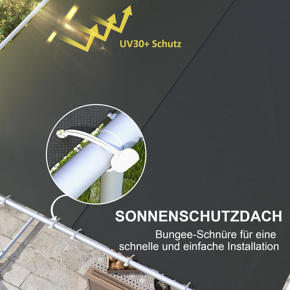 PERGOLA, Pavillon, Oxford, Dunkelgrau - Dunkelgrau, Textil/Metall (302/250/302cm) - Outsunny