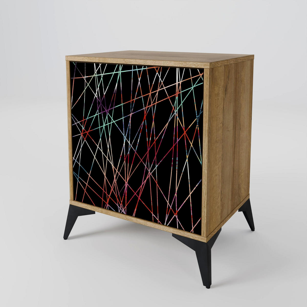 SIDEBOARD LUMINOUS SNARE, Eichefarben, 57,5x42x77,5 cm, Schräge Buchenholzfüße - Eichefarben/Buchefarben, Holzwerkstoff/Buchenholz (57.5/77.5/42cm) - SpaceRebels