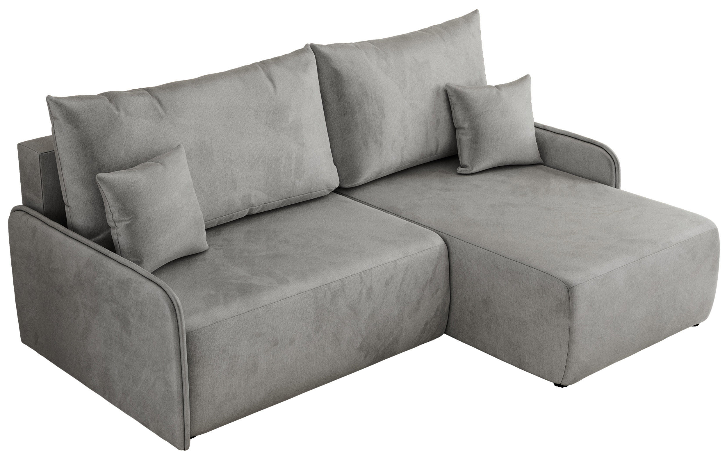 ECKSCHLAFSOFA ARPA L Hellgrau Velvet - rechts - Hellgrau/Schwarz, Kunststoff/Textil (150/198cm) - MKS