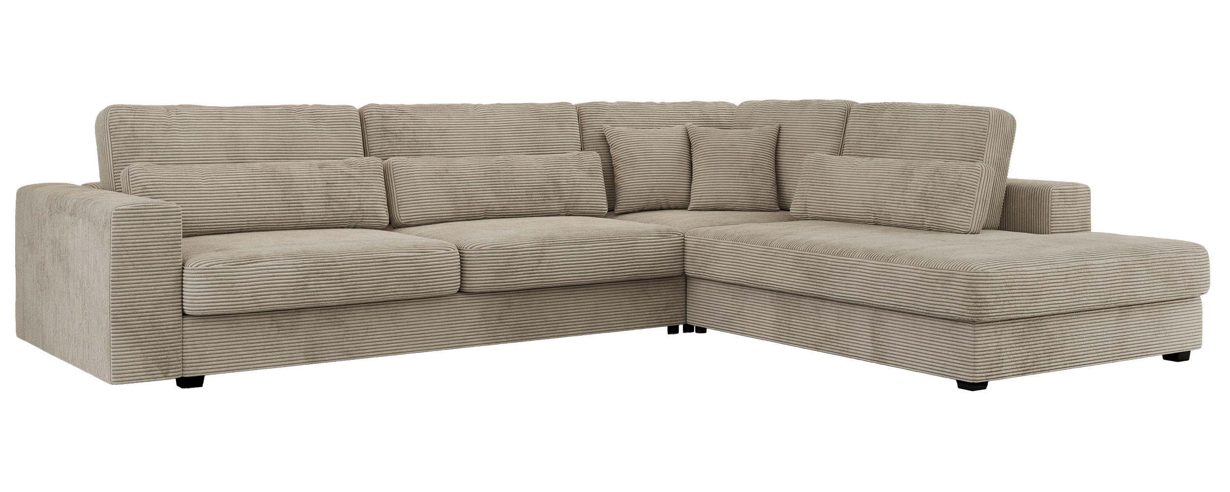 ECKSOFA Savona Hellgrau Cord - rechts - Hellgrau/Schwarz, Kunststoff/Textil (249/316cm) - MKS