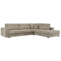 ECKSOFA Savona Hellgrau Cord - rechts - Hellgrau/Schwarz, Kunststoff/Textil (249/316cm) - MKS