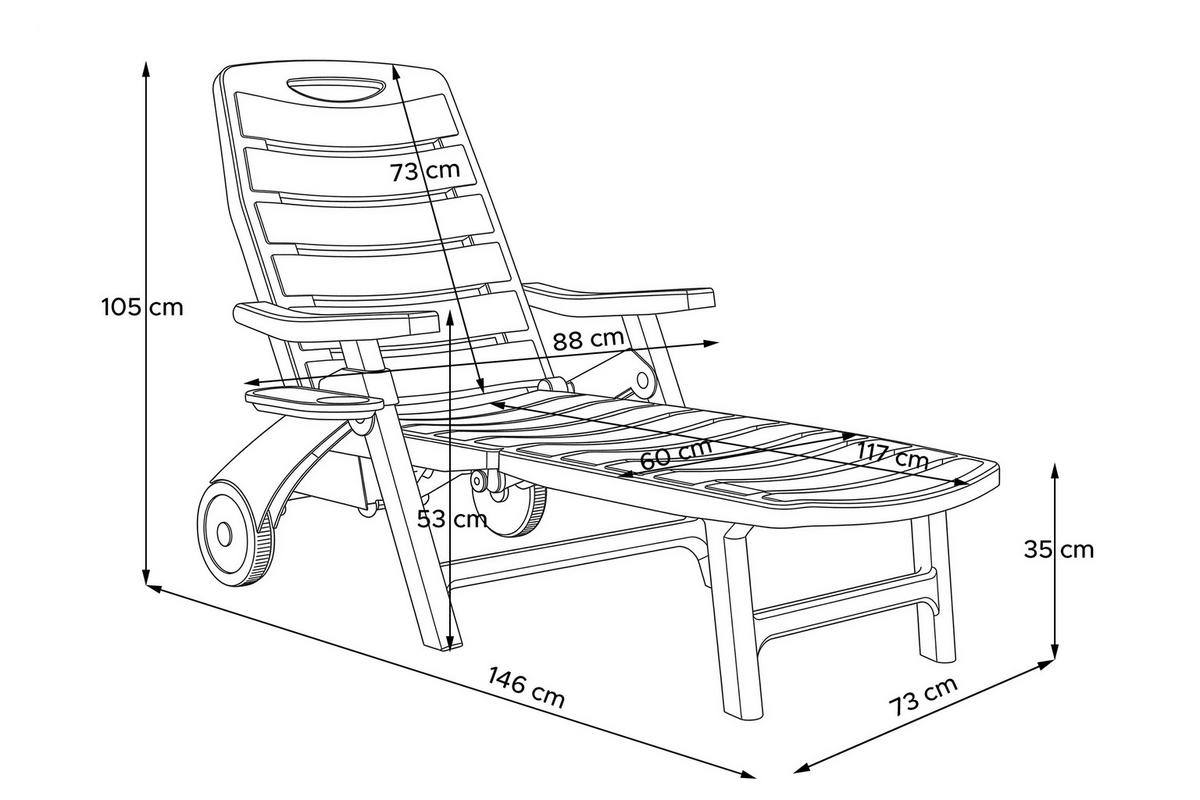 SONNENLIEGE TIDIA, Dunkelgrün - Dunkelgrün, Kunststoff (73/105/146cm) - KONSIMO®