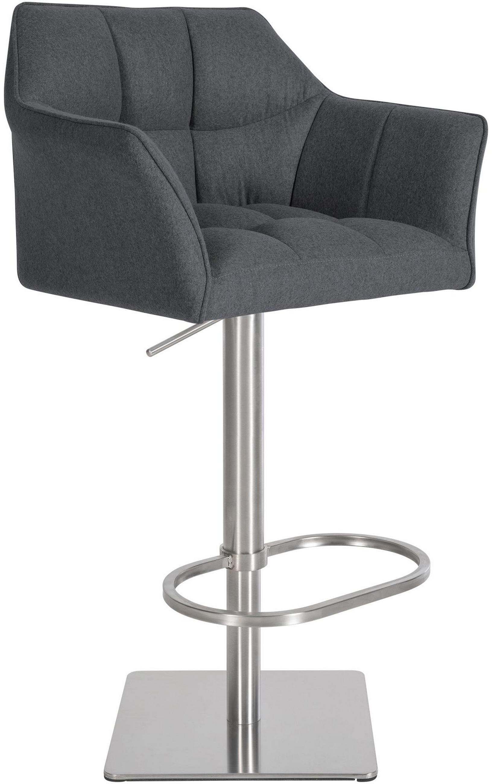 BARHOCKER Damaskus E Filz grau - Edelstahlfarben/Grau, Textil/Metall (64/110/48cm) - TPFLiving