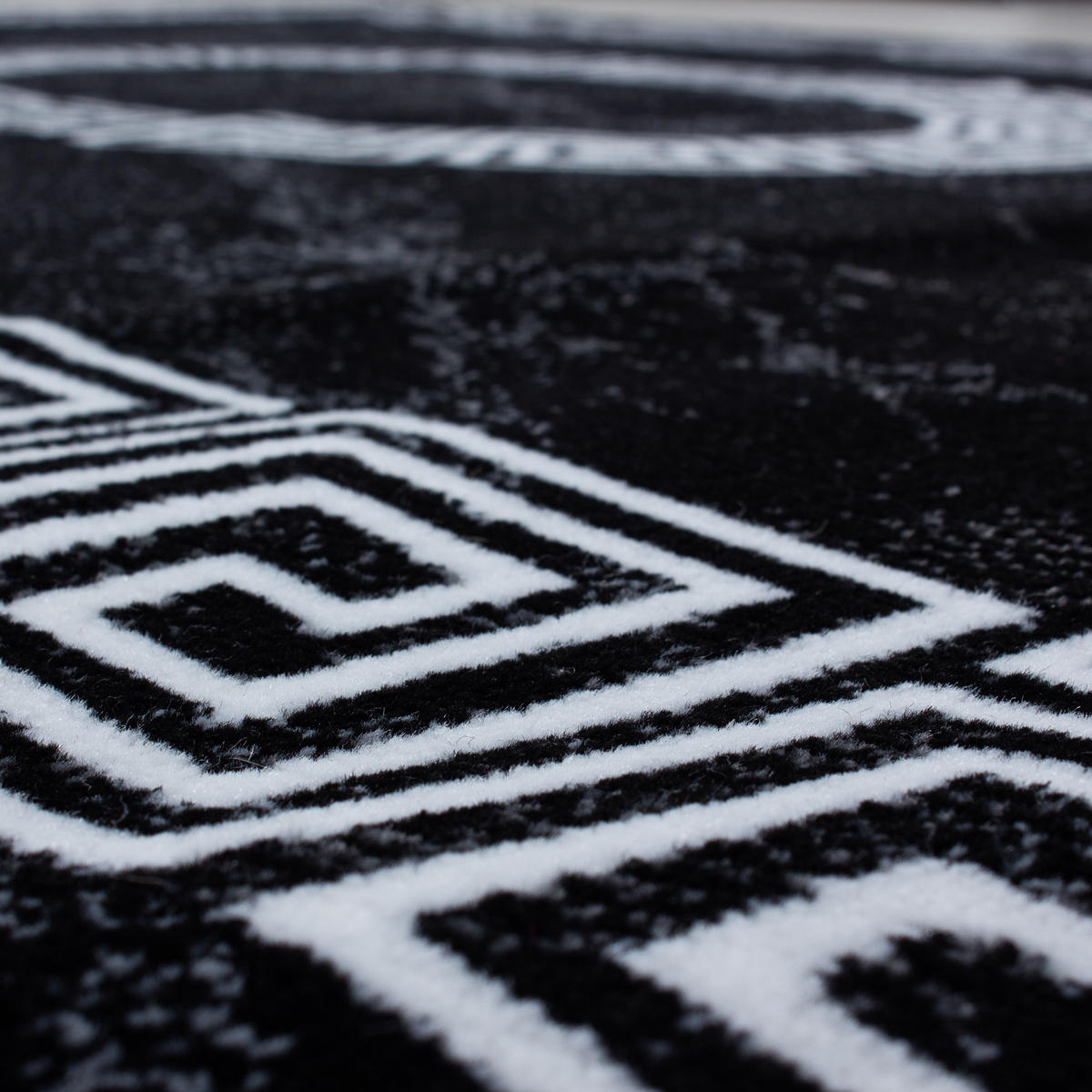 TEPPICH Kurzflor Mäander-Muster Polypropylen Wohnzimmer Schwarz Läufer 80x150 - Schwarz, Textil (80/150cm) - KADIMA DESIGN
