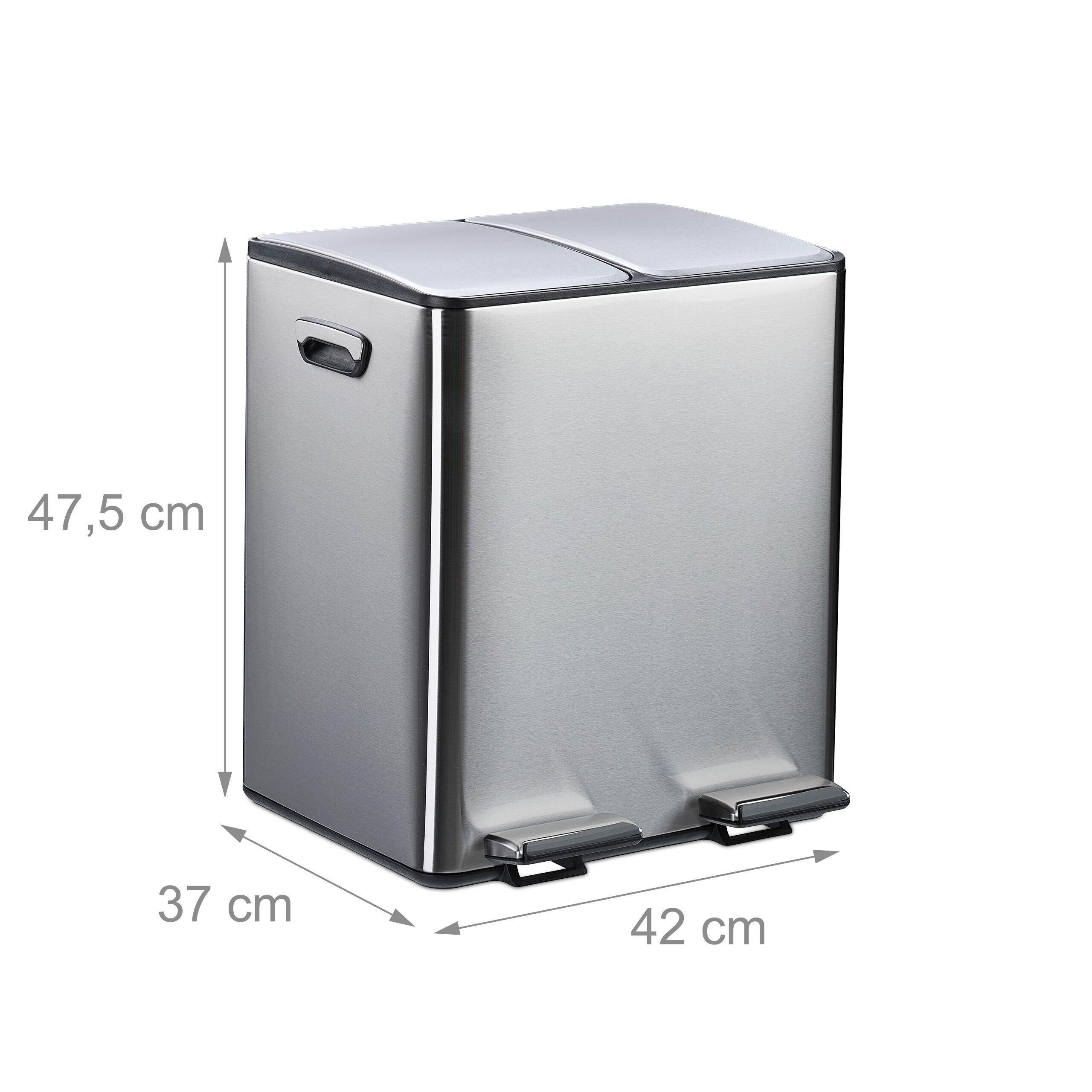 Thumbnail - Relaxdays Mülleimer, Silber, Kunststoff, Rechteckig, 42x47.5x37 cm, Küchen, Küchenausstattung, Mülleimer