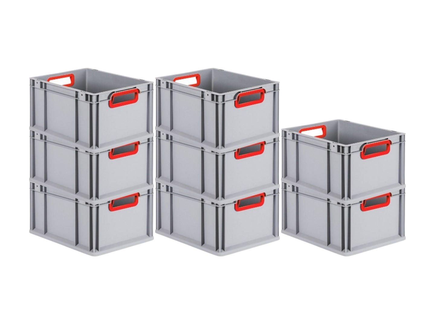 EUROBOX 8x Nextgen Color 22x30x40cm 20 Liter Griffe Rot Offen - Rot, Kunststoff (30/22/40cm) - PROREGAL