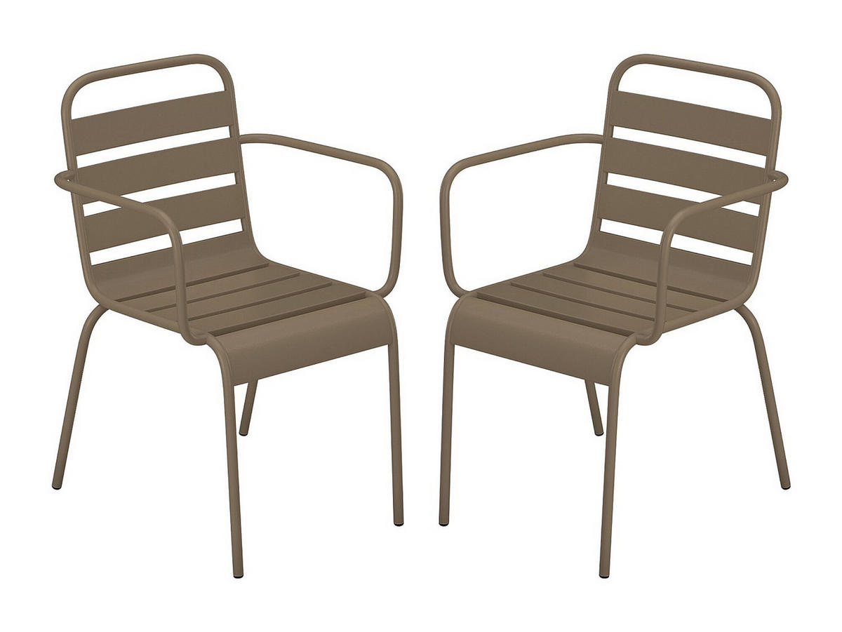 GARTENSESSEL stapelbar 2er-Set - Metall - Taupe - MIRMANDE von MYLIA - Braun, Metall (56/79/59cm) - Vente-Unique
