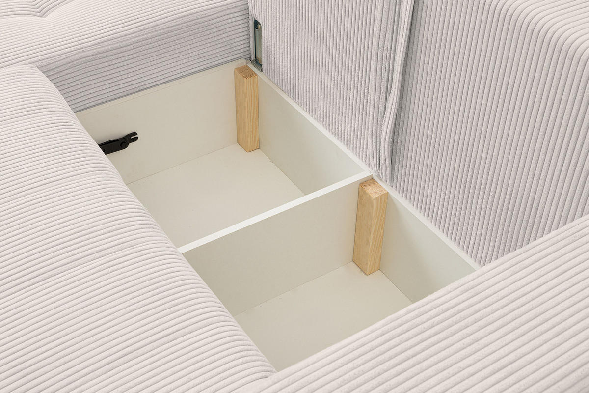 ECKSOFA Palermo mit Schlaffunktion und Bettkasten - Dunkelgelb/Creme, Holz/Holzwerkstoff (245/143cm) - Ravio