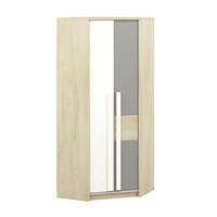ECKSCHRANK Drop Fjord Buche / weiß / grau 82 / 82 / 199cm - Multicolor/Braun, Holz/Holzwerkstoff (82/199/82cm) - Feldmann-Wohnen