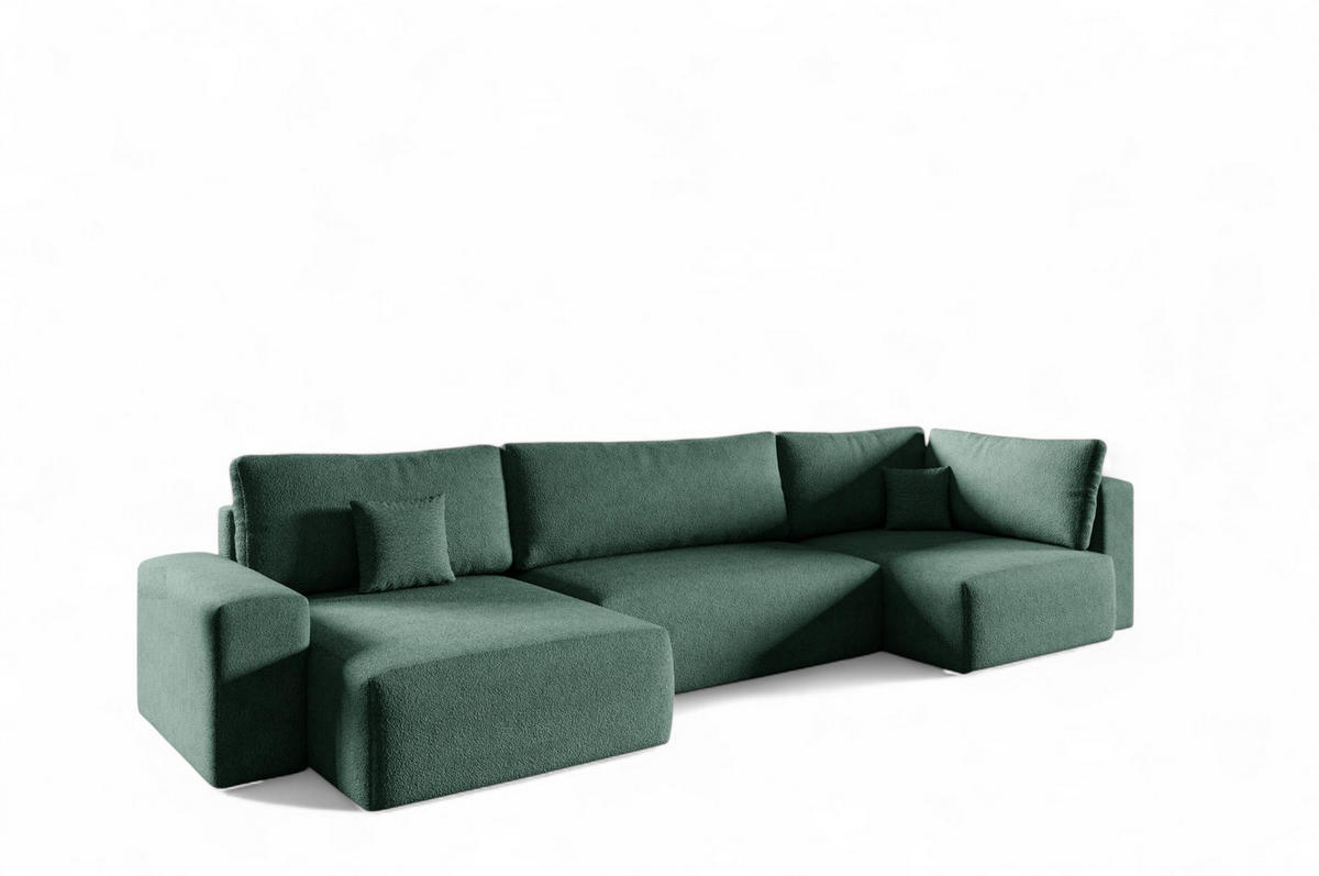 WOHNLANDSCHAFT Arona Xl - Grün, Holzwerkstoff/Textil (148/70/397cm) - Fun Möbel