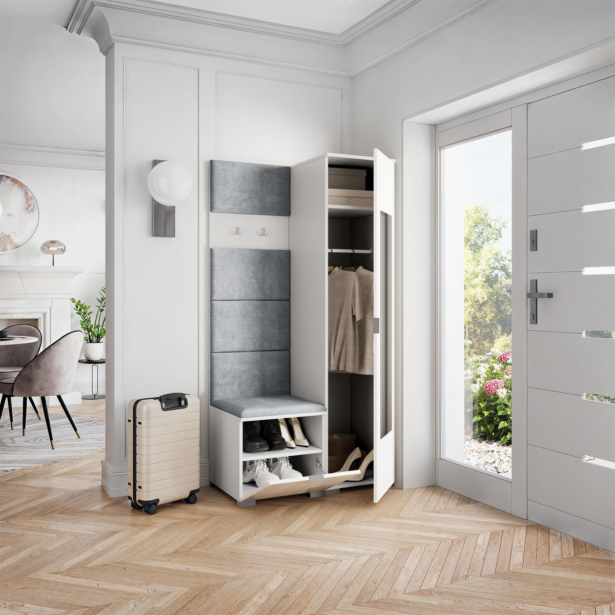 GARDEROBENSCHRANK VIRA 95/181/51 cm Modern Weiß - Weiß, Holzwerkstoff (95/181/51cm) - MASSENO