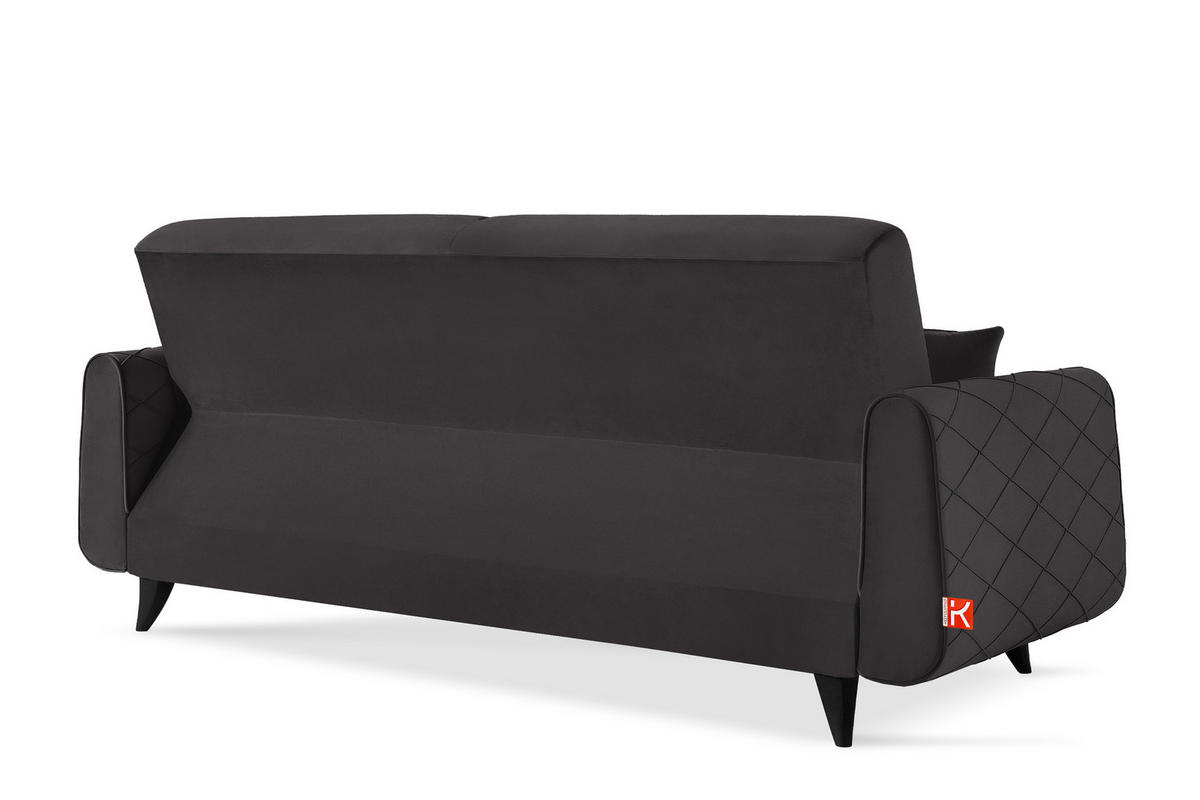 3-SITZER-SOFA GUSTAVO III Sofa 3 Velours, Graphitfarben - Graphitfarben, Holz/Holzwerkstoff (230/98/98cm) - KONSIMO®