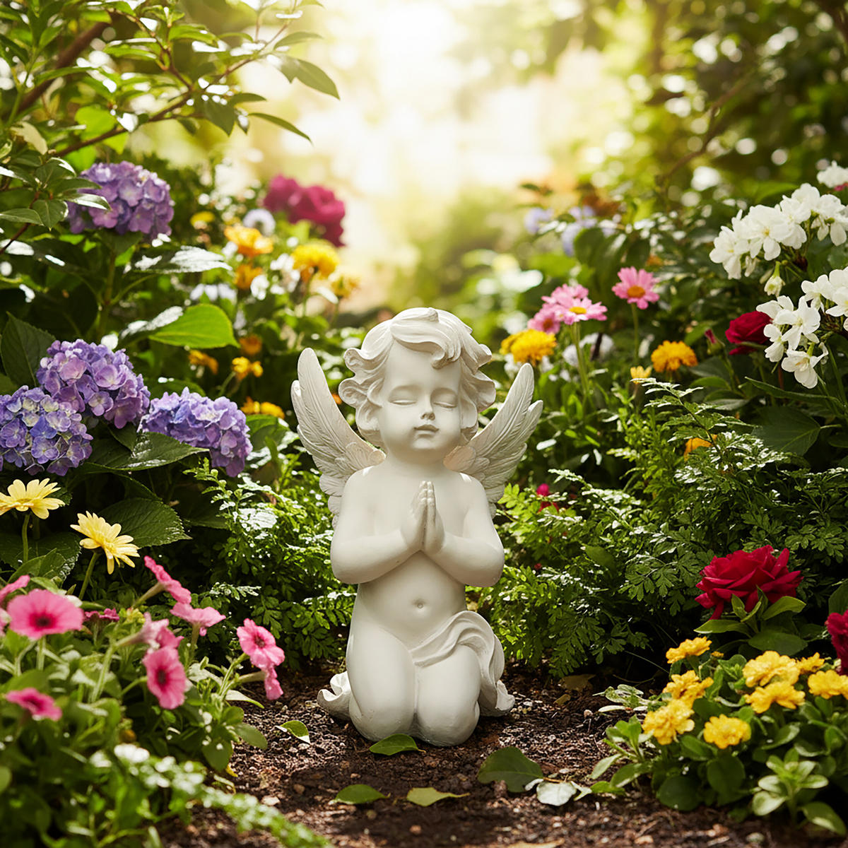 VRTNA figura angel - krem, umetna masa (22.5/36/18cm) - Relaxdays