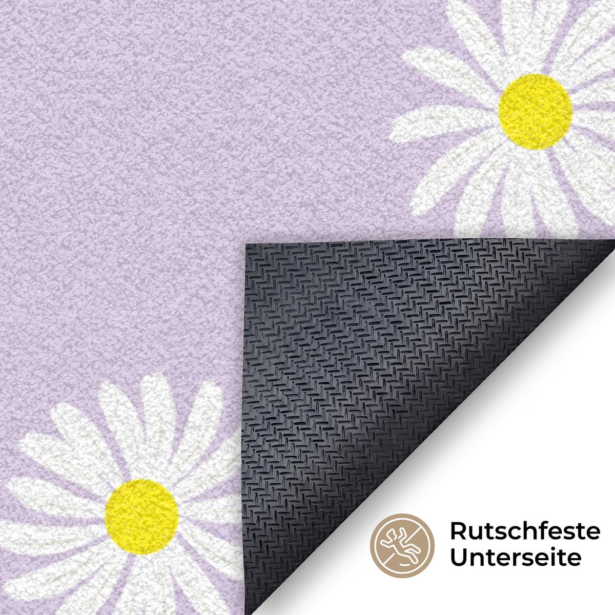 ROHOŽKA Sedmikrásky - pastelové - bílé - fialové - květiny 120x80 cm - šeříková, textil/umělá hmota (120/0.4cm) - MuchoWow