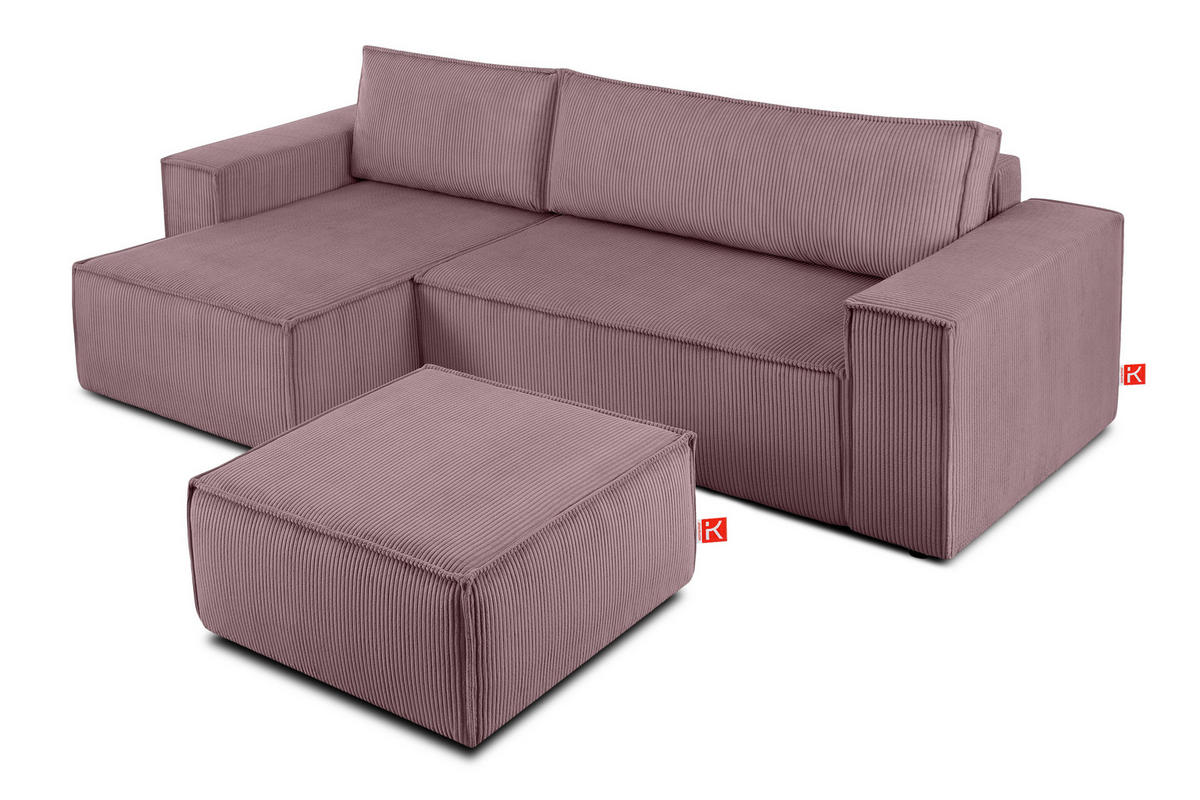 SITZPOUF NAPI gefederte Sitzfläche, hellviolett - Violett/Schwarz, Textil (83/45/83cm) - KONSIMO®