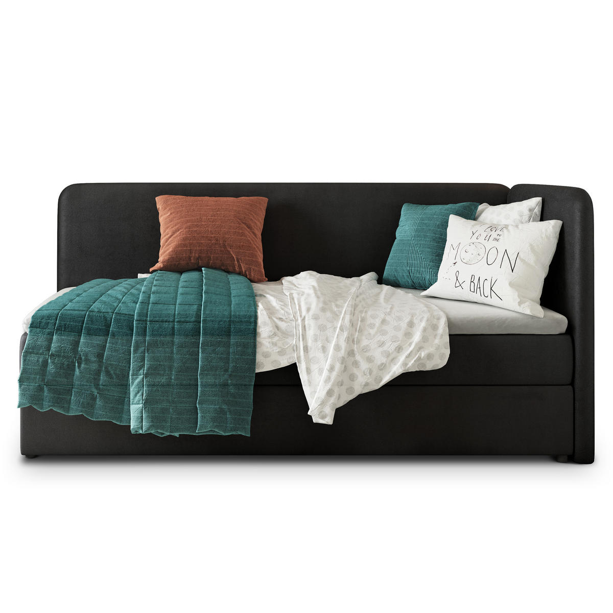 POSTEL BOXSPRING GINA 90x200 cm, s matrací a úložným prostorem, černá - černá, kompozitní dřevo/textil (90/200cm) - MASSENO