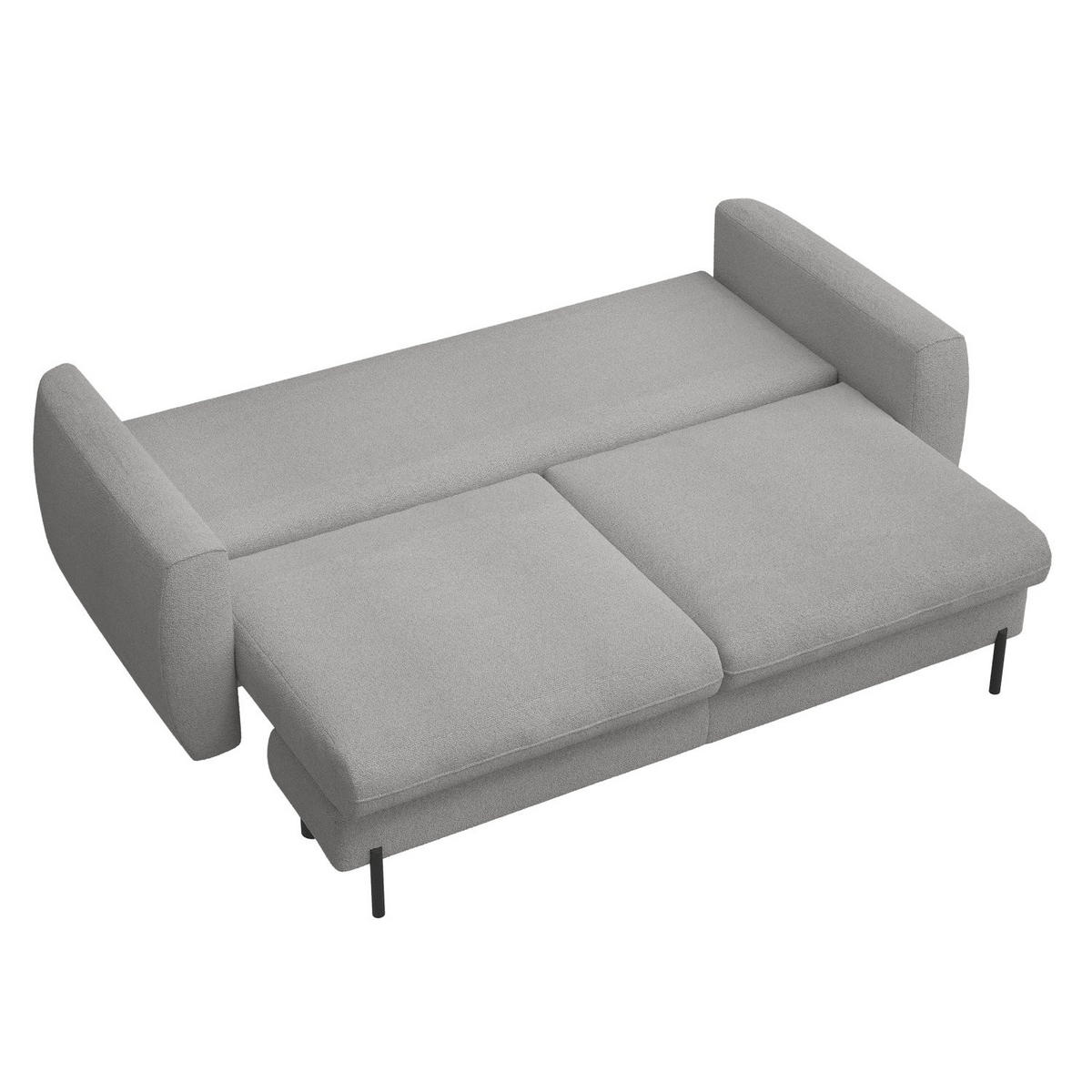SOFA Rane Grau mit Schlaffunktion - Schwarz/Grau, Textil/Metall (236/90/102cm) - Selsey