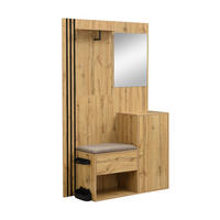 SCHUHSCHRANK aus MDF 115x37x185cm in Natural mit Spiegel & Sitzpolster - Naturfarben, Holzwerkstoff (115/185/37cm) - Modfu