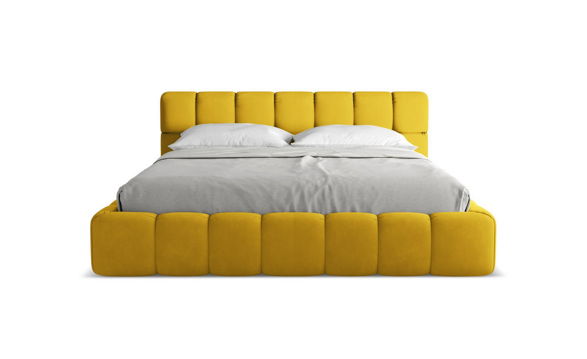 POLSTERBETT mit Bettkasten und Lattenrost 200x228 Gelb - Currygelb/Gelb, Kunststoff/Textil (180/200cm) - Makamii