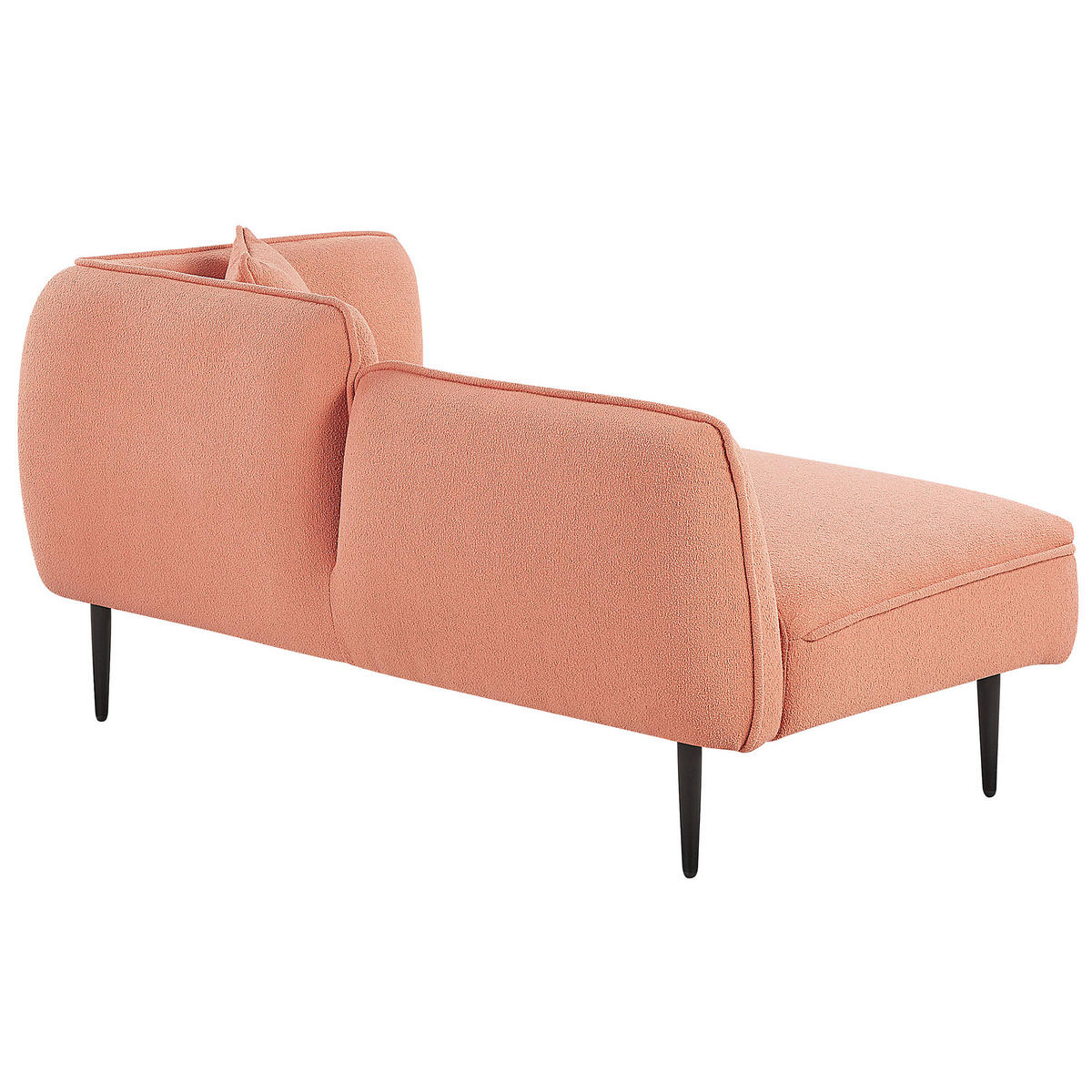 CHAISELONGUE Bouclé pfirsichrosa rechtsseitig Chevannes - Pink/Schwarz, Textil (138/74/77cm) - Beliani