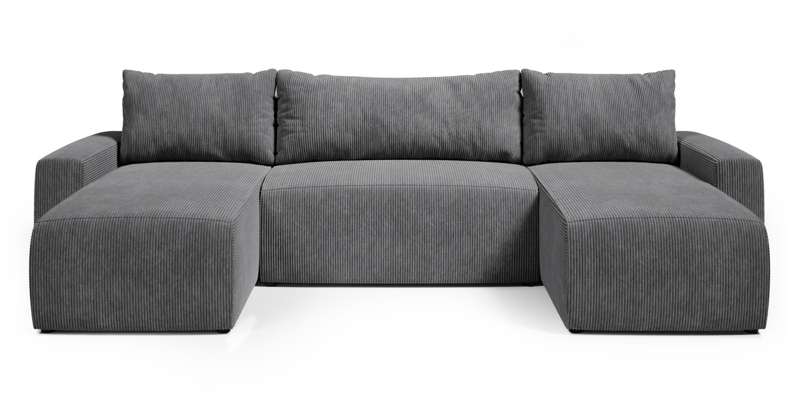 WOHNLANDSCHAFT Plush mit Schlaffunktion Dunkelgrau Cord - Dunkelgrau, Kunststoff/Textil (315/72/145cm) - Bromarkt