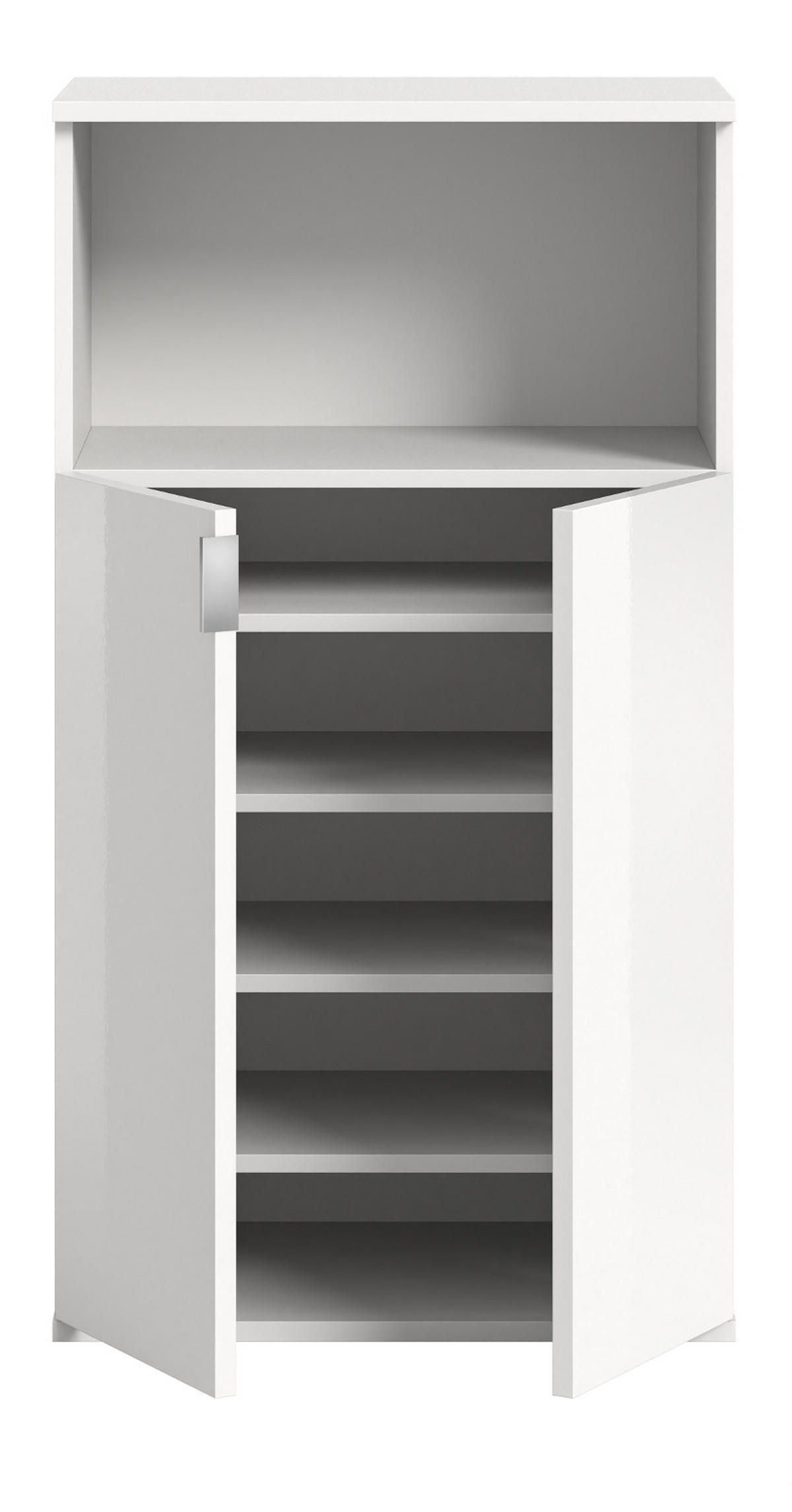 KOMMODE weiß Hochglanz 61 x 110 cm, Mehrzweckkommode mit 5 Fächern - Chromfarben/Weiß Hochglanz, Holzwerkstoff/Kunststoff (61/110/37cm) - Inn.Furn