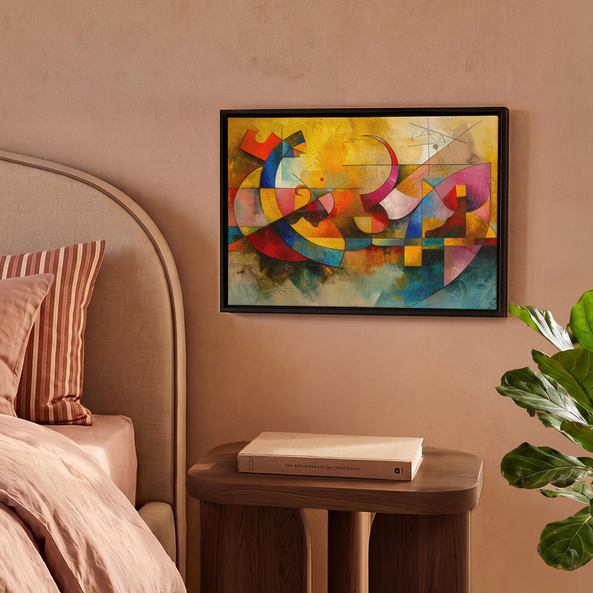 LEINWAND Bilder mit Rahmen - Kunst - Abstrakt - Modern - 40x30 - Gelb, Textil (40/30cm) - MuchoWow