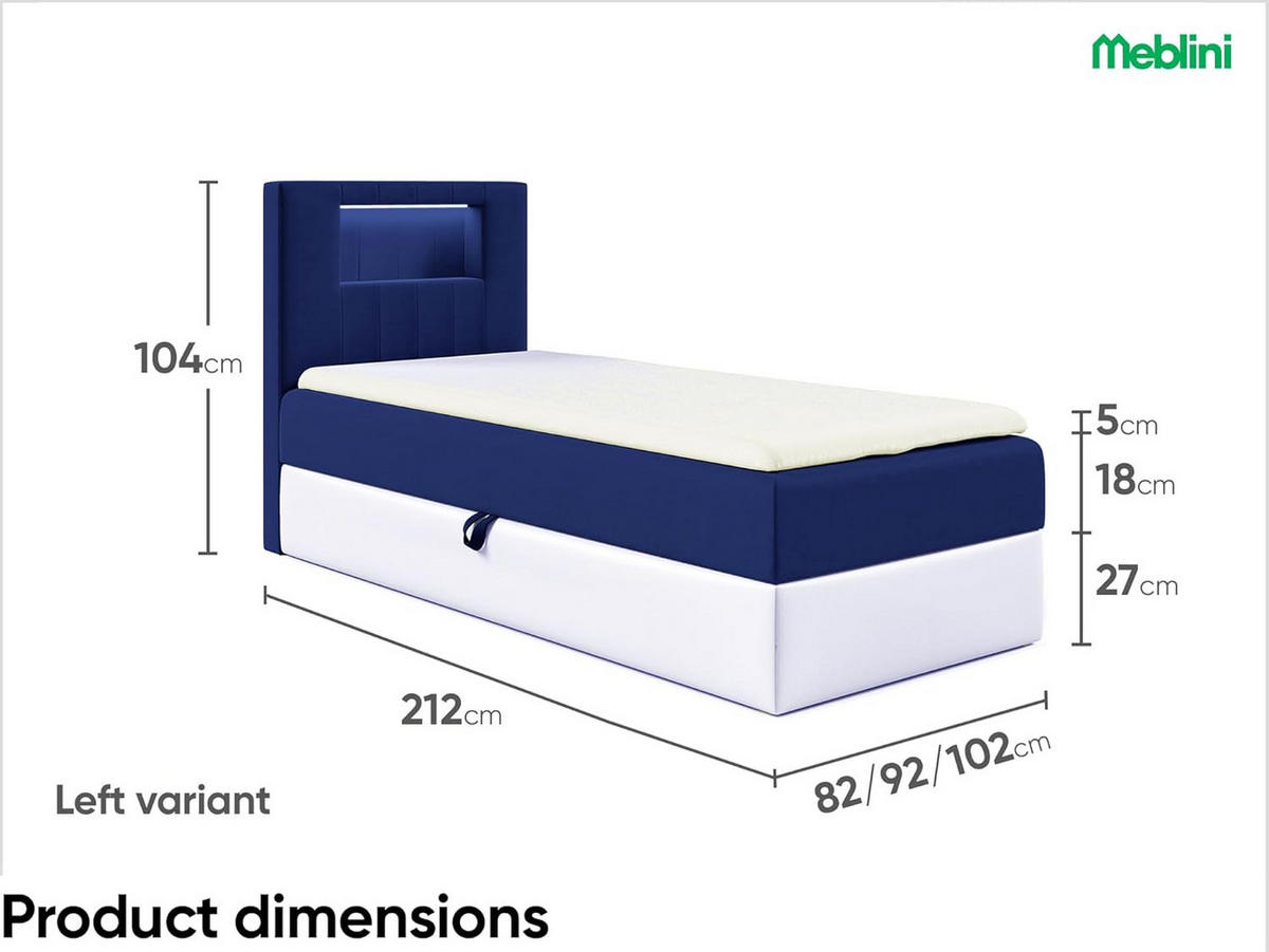 KINDERBETT GARETH 1 - Dunkelblau/Weiß, Holzwerkstoff (82/212cm) - Meblini