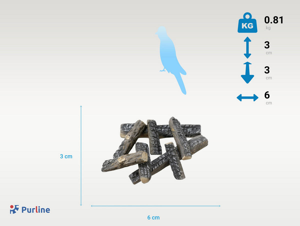 DEKOHOLZSCHEIT Grau aus Keramik für Kamine und Öfen - Grau, Keramik (6/3/3cm) - Purline
