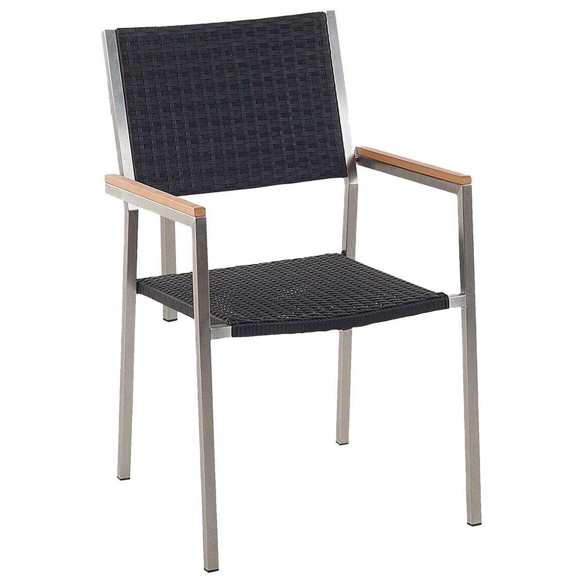 GARTENMÖBEL SET 6-Sitzer Keramik-Glas Granit Optik Rattan schwarz Cosoleto/Grosseto - Silberfarben/Schwarz, Glas - Beliani