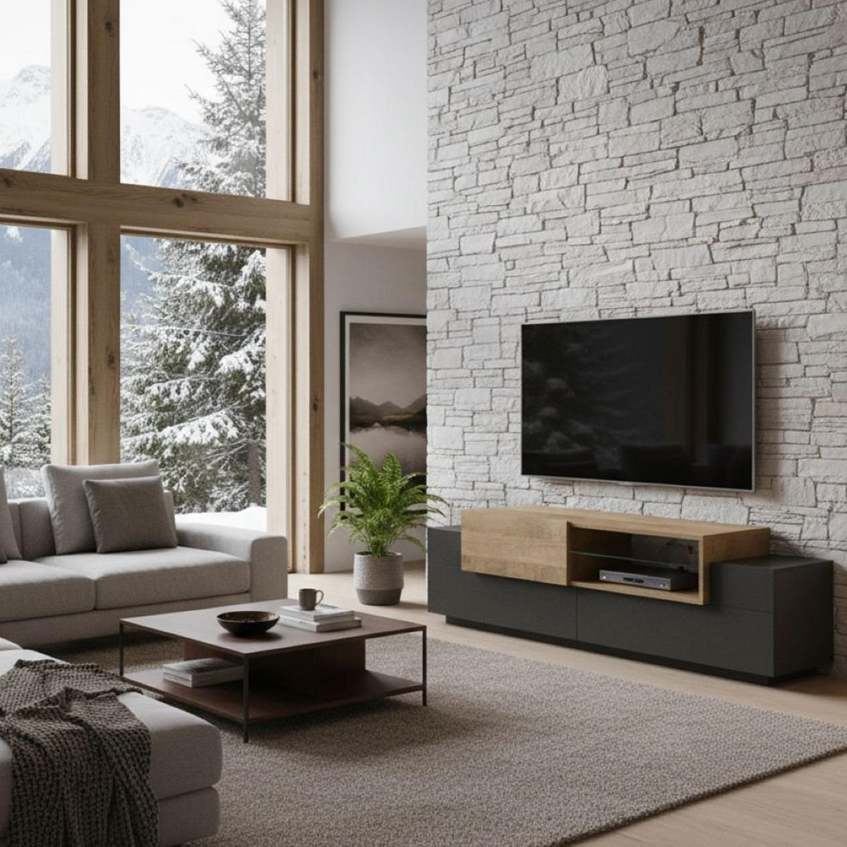 FERNSEHSCHRANK Anthrazit, Ahorn 45/160/51 cm - Schwarz, Holzwerkstoff (160/51/45cm) - DMORA