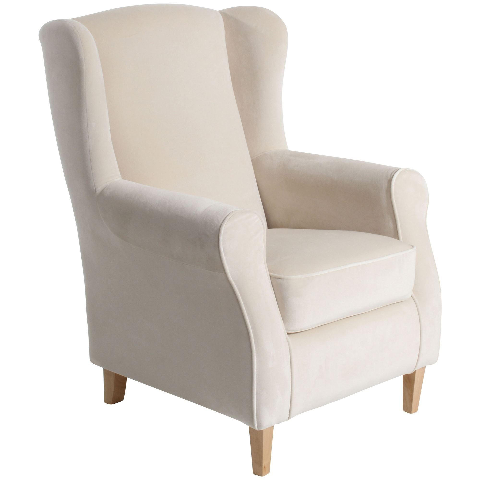 OHRENSESSEL Karlen Bezug Samtvelours Buche natur / creme - Buchefarben/Creme, Kunststoff (86/103/77cm) - 58aufmkessel