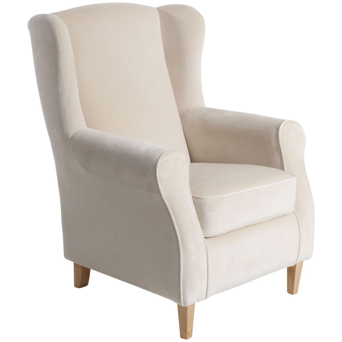 OHRENSESSEL Karlen Bezug Samtvelours Buche natur / creme - Buchefarben/Creme, Kunststoff (86/103/77cm) - 58aufmkessel