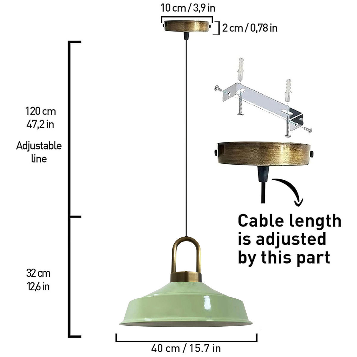 PENDELLEUCHTE Lockra - Mintgrün, Metall (40/40/32cm) - Bamyum