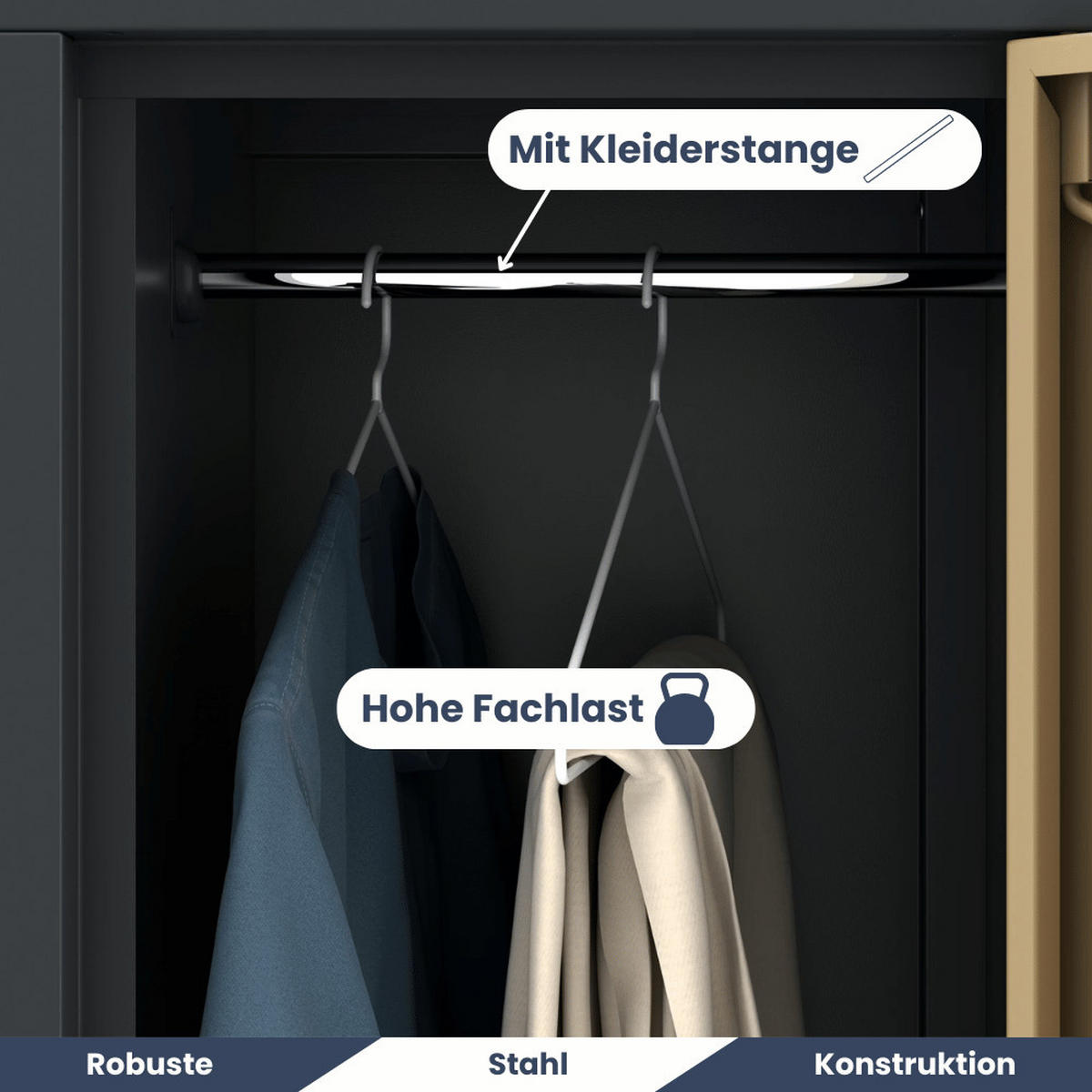 UMKLEIDESCHRANK Spind TOKIO 6 Abteile 185x90x45cm Anthrazit-Nussbaum - Anthrazit, Metall (90/185/45cm) - DELUKE