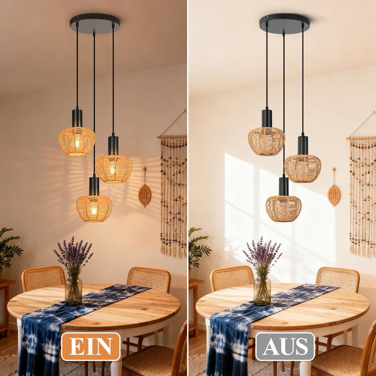 PENDELLEUCHTE Xanthe 25/25/120 cm - Braun, Metall (25/25/120cm) - ZMH