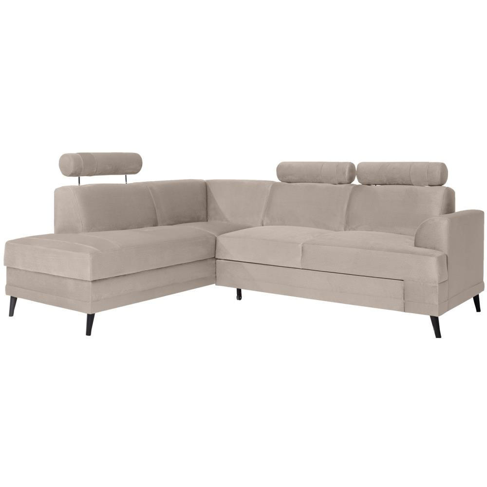 ECKSCHLAFSOFA Kordian links hellbeige - Beige, Textil (250/200cm) - Beautysofa