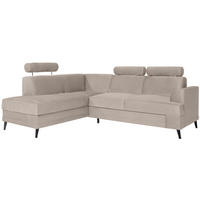 ECKSCHLAFSOFA Kordian links hellbeige - Beige, Textil (250/200cm) - Beautysofa