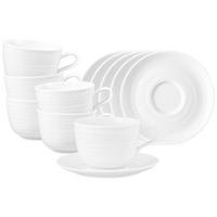 MILCHKAFFEETASSEN MIT UNTERTASSEN Terra Weiß 400 ml 6er Set - Weiß, Keramik (0.4L) - Seltmann Weiden