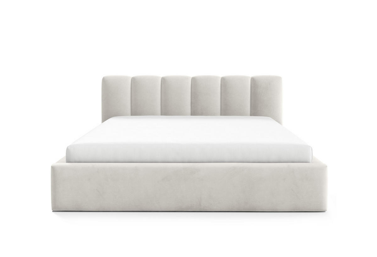 POLSTERBETT BERGO, 180x200 cm, Doppelbett mit Bettkasten, Velourstoff, Frabe: Hellgrau - Hellgrau, Holz/Textil (180/200cm)