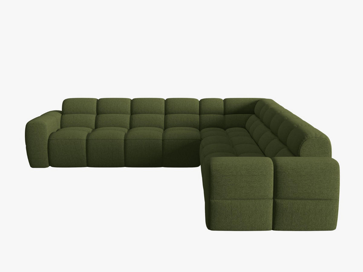 ECKSOFA Lisa aus strukturiertem Stoff grün meliert 5 Sitzplätze - Grün, Textil (310/310cm) - Micadoni
