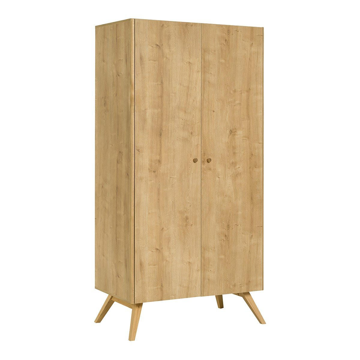 KLEIDERSCHRANK mit 2 Türen, Kleiderstange und 7 Fächern, 101 cm breit - NATURE - Eichefarben, Holzwerkstoff (58/207.5/101cm) - Calicosy