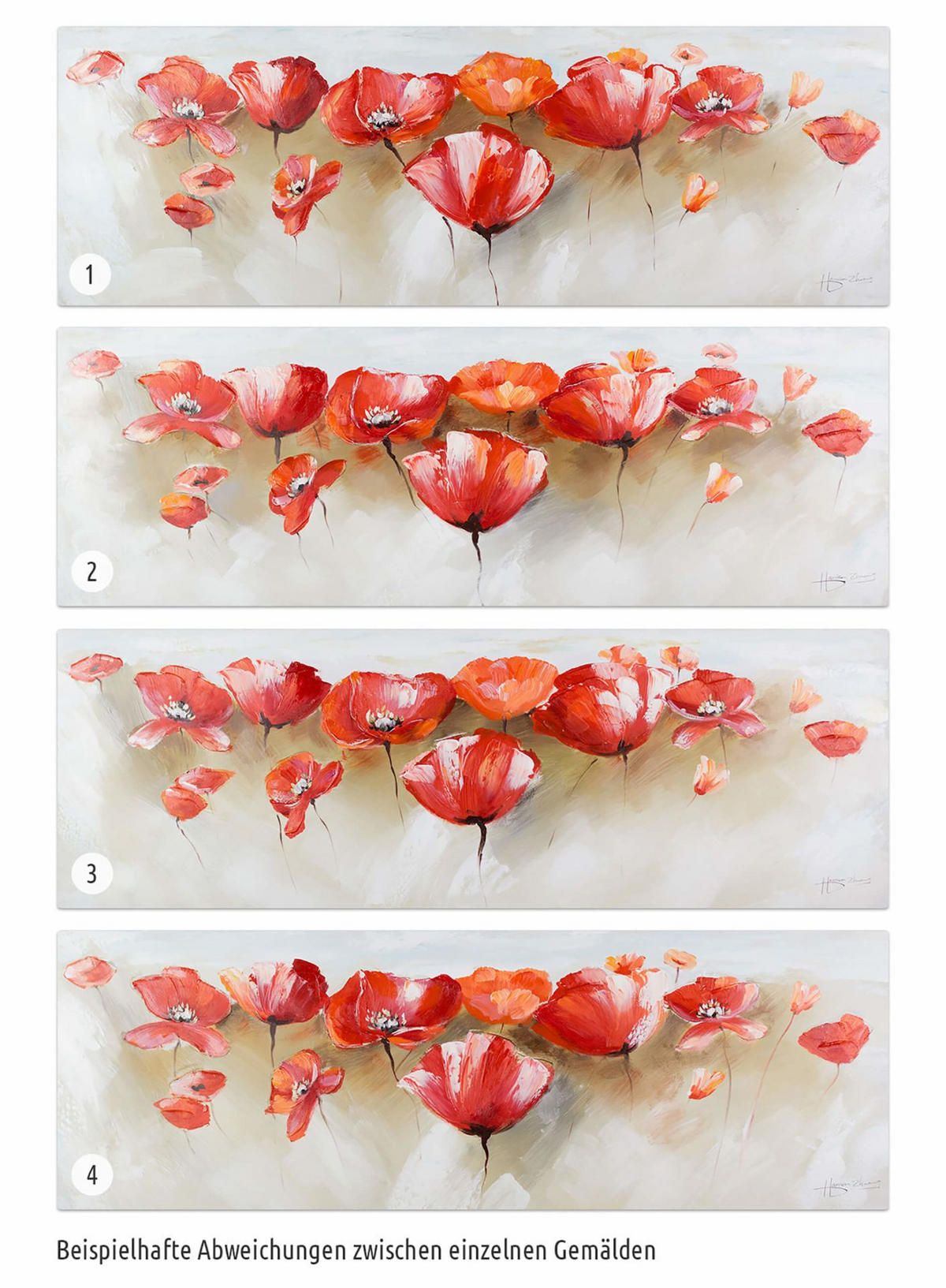 ÖLGEMÄLDE 150/50 cm - Rot, Holz/Textil (2/50cm) - KUNSTLOFT