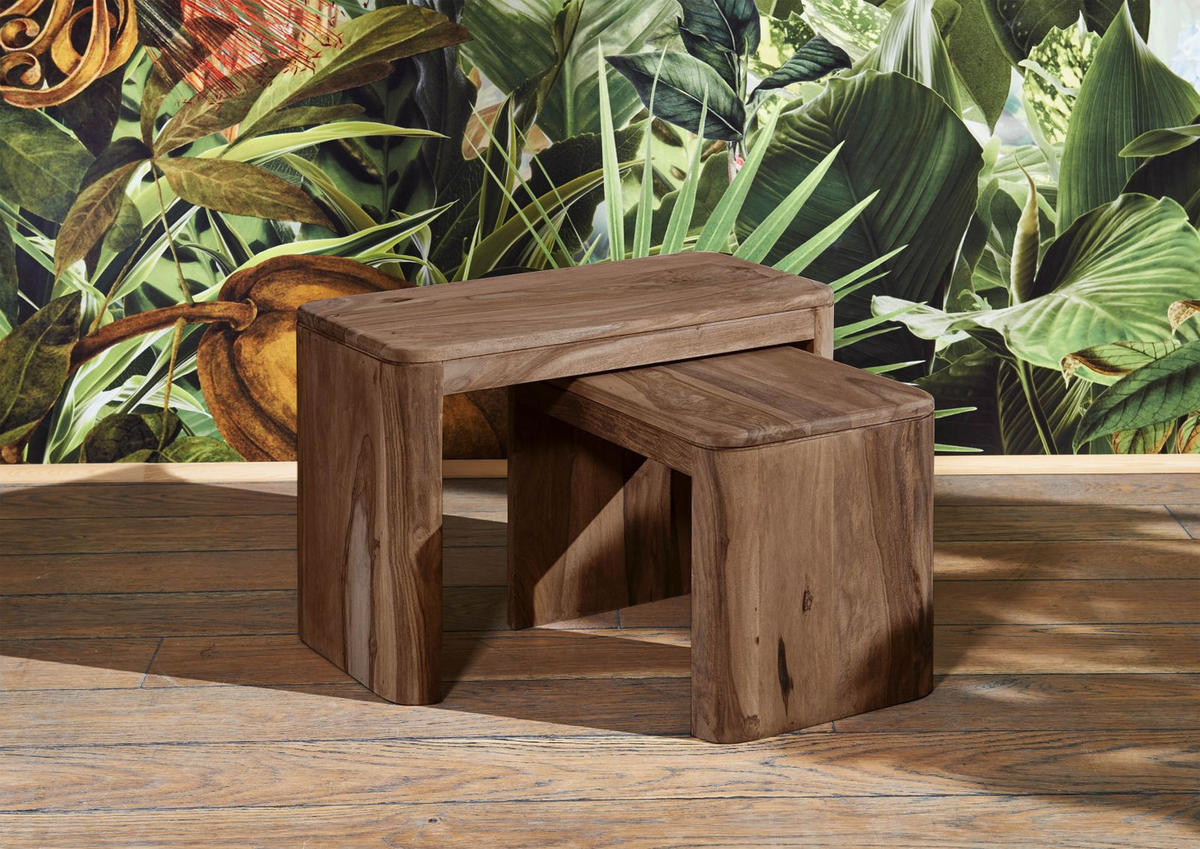 BEISTELLTISCH Sheesham 59x30x41 rot-braun gebeizt TORONTO #144 - Dunkelbraun, Holz (30/59/41cm) - Massivmoebel24