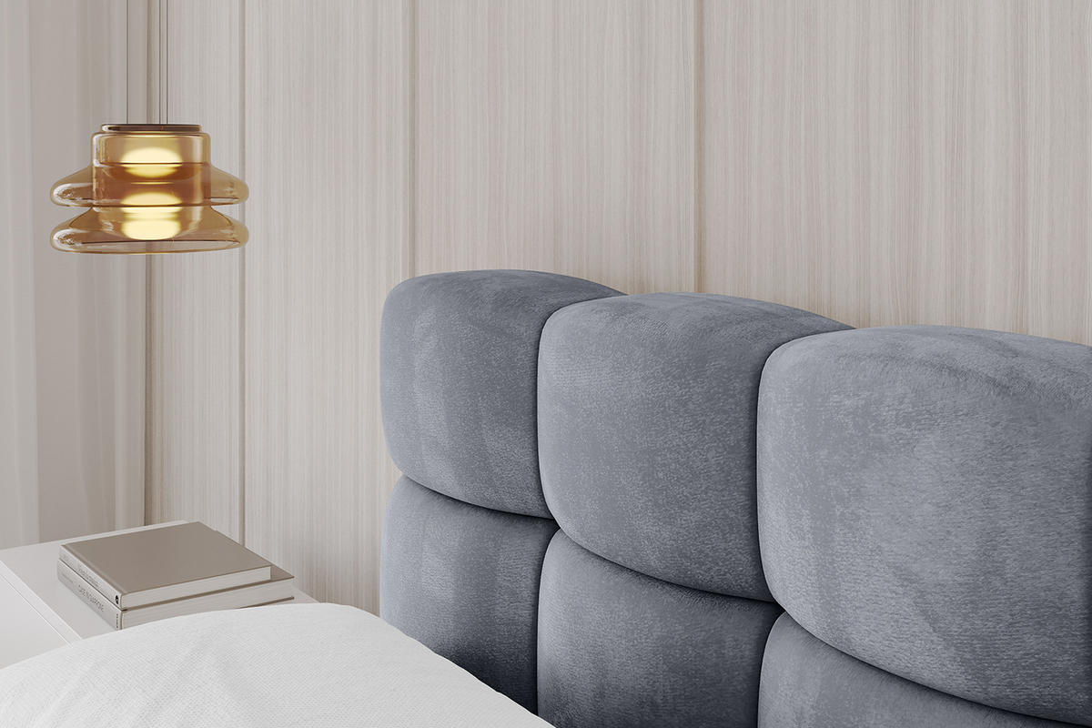 POLSTERBETT mit Bettkasten und Lattenrost, Bett mit Matratze H3/H4 - LEYA-v1 180x200 Grau - Grau, Holzwerkstoff/Textil (180/200cm) - ALTDECOR